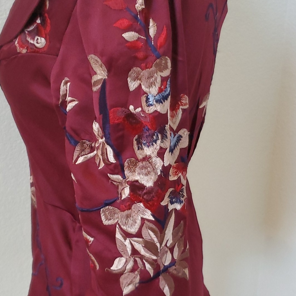 Free People Burgundy Embroidered Blouse NWT - Picture 4 of 7